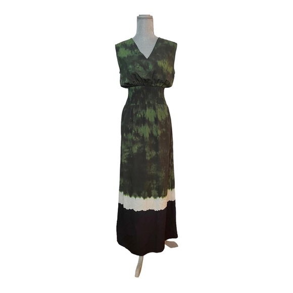 MAJE Ribeira Tie-dye Print Maxi Crepe Dress Imprime Green - Picture 2 of 7